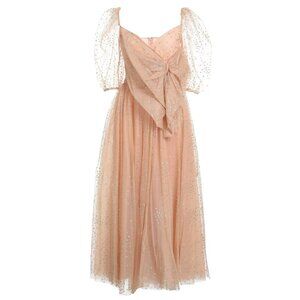 RED Valentino Glitter Tulle Midi Dress Size 44 NWT Appliqué 3/4 Sleeve